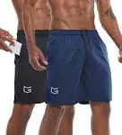 G Gradual Men&#039;s 7&#034; Workout Running Shorts Large, 2 Pack: Navy Blue/Black 