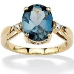 PalmBeach Jewelry 4.50 TCW Genuine London Blue Topaz & Diamond Accent Ring in 18K Gold Over .925 Sterling Silver