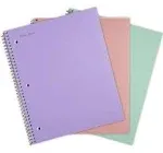 Mintra Office Durable Spiral Notebooks- (7972) 1 Subject (Salmon, Sage Green, Lavender, Wide Ruled 3 Pack), Multicolor