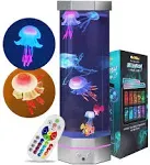 Go2Chai Jellyfish Aquarium Lamp Fake Fish Jelly Fish Tank Aquarium Lava Lamp Night Light Room Decor,7 Jellyfish&Clownfish,Adult Kids Home Office