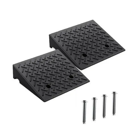 Rubber Car Curb Ramps, 5" Rise Height Heavy Duty Rubber Threshold Ramp, Portable Driveway Ramps for Cars Wheelchairs Scooter Lawn Mower, 7000lbs Load Capacity, 2 Pack