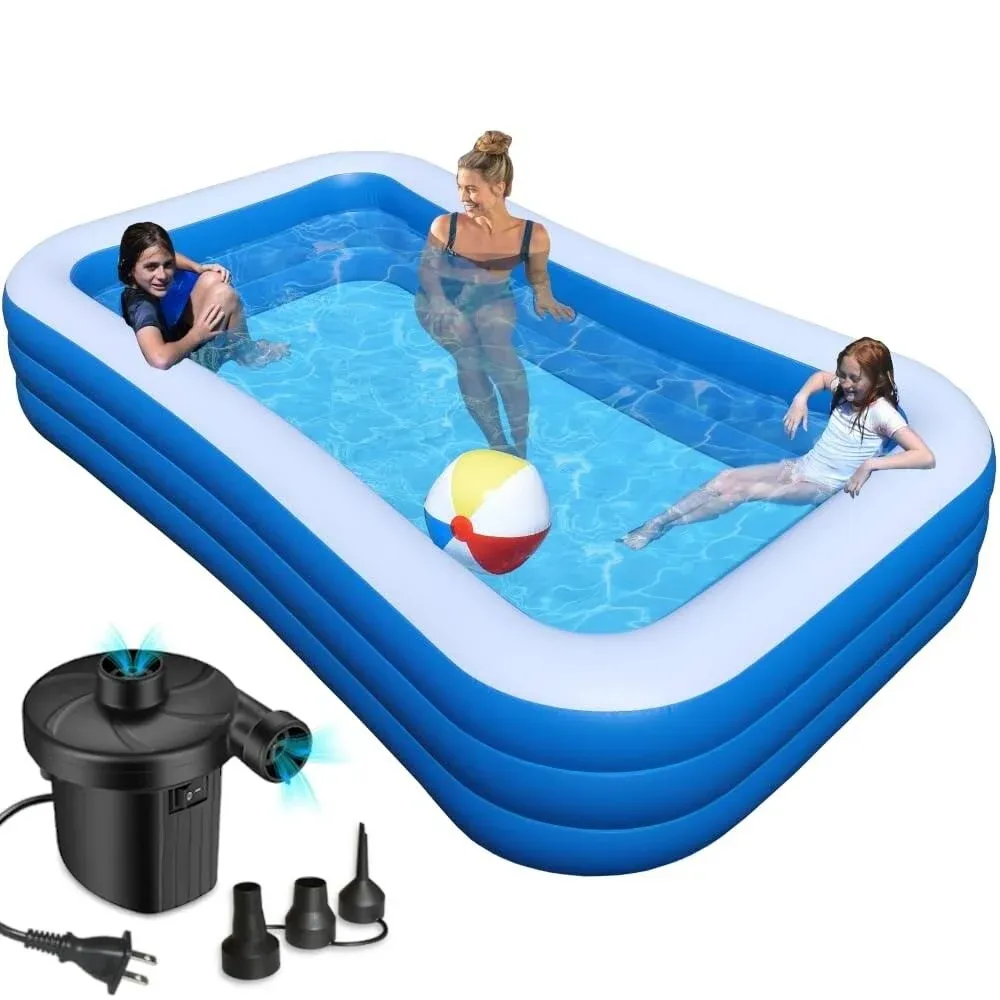 Inflatable Pool 120&#034; x 72&#034; x 22&#034; - Electric Pump Included - Triple Chamber