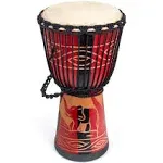 Djembe Drum,  African Drum Hand-Carved 9.5&#039;&#039; x 20&#039;&#039; 9.5&#039;&#039; Hand-Painted Red