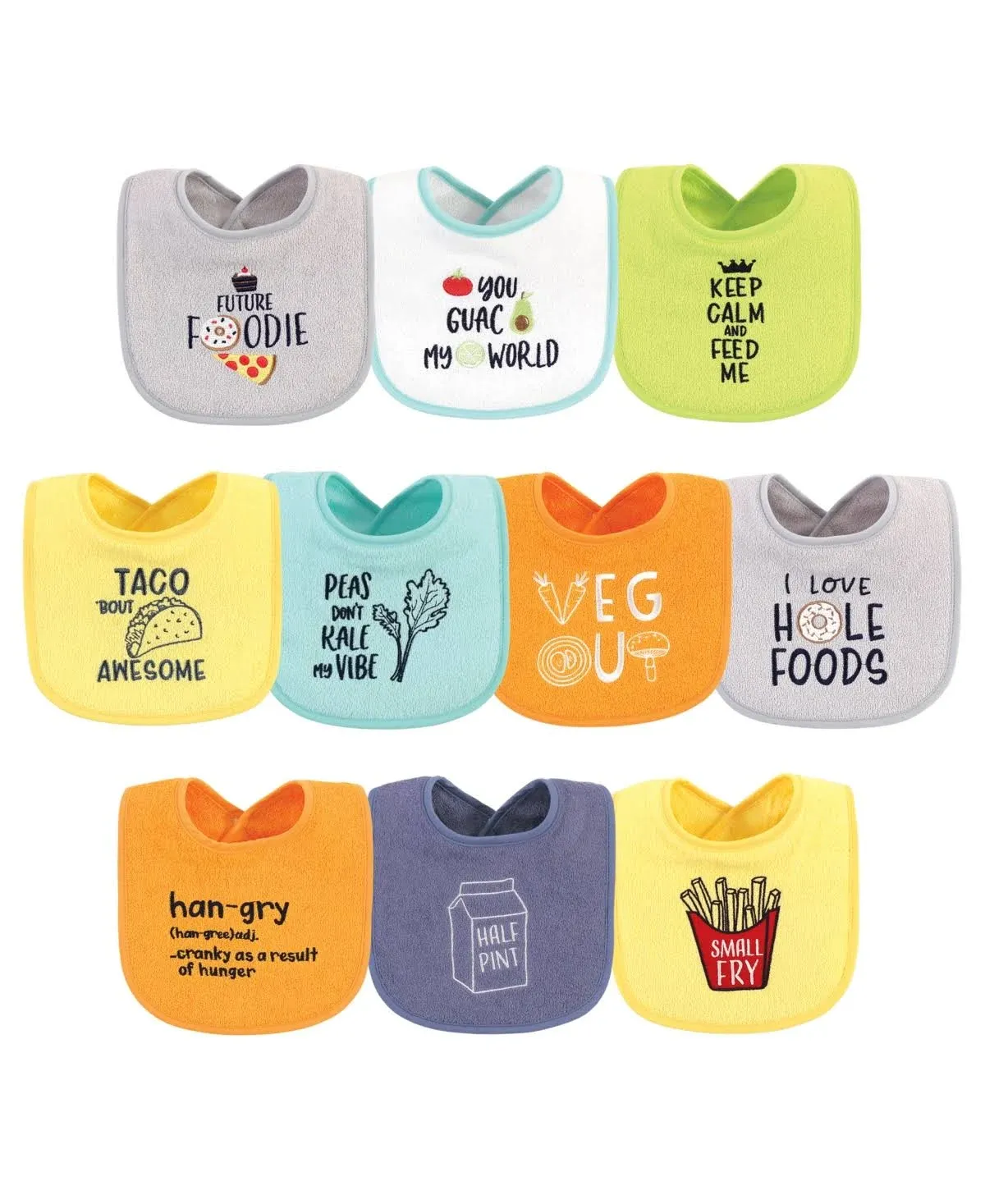 Hudson Baby Cotton Terry Drooler Bibs with Fiber Filling Food Neutral / One Size