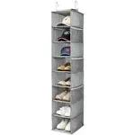 Hanging Shoe Organizer for Closet with Side Mesh Pockets，Hat Racks for Baseball Caps，Shoe and Hat Holder & Storage，8-Shelf，Beige，2 Pack