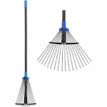 Leaf Collecting Tool Metal Leaf Rake Long Handle,Garden Rakes w/Expandable Head