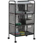 Mind Reader 6 Drawer Rolling Mesh Office Cart, Utility Cart, Black