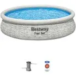 Bestway Fast Set 12' x 30" Inflatable Stacked Stone Swimming Pool Set (Used)