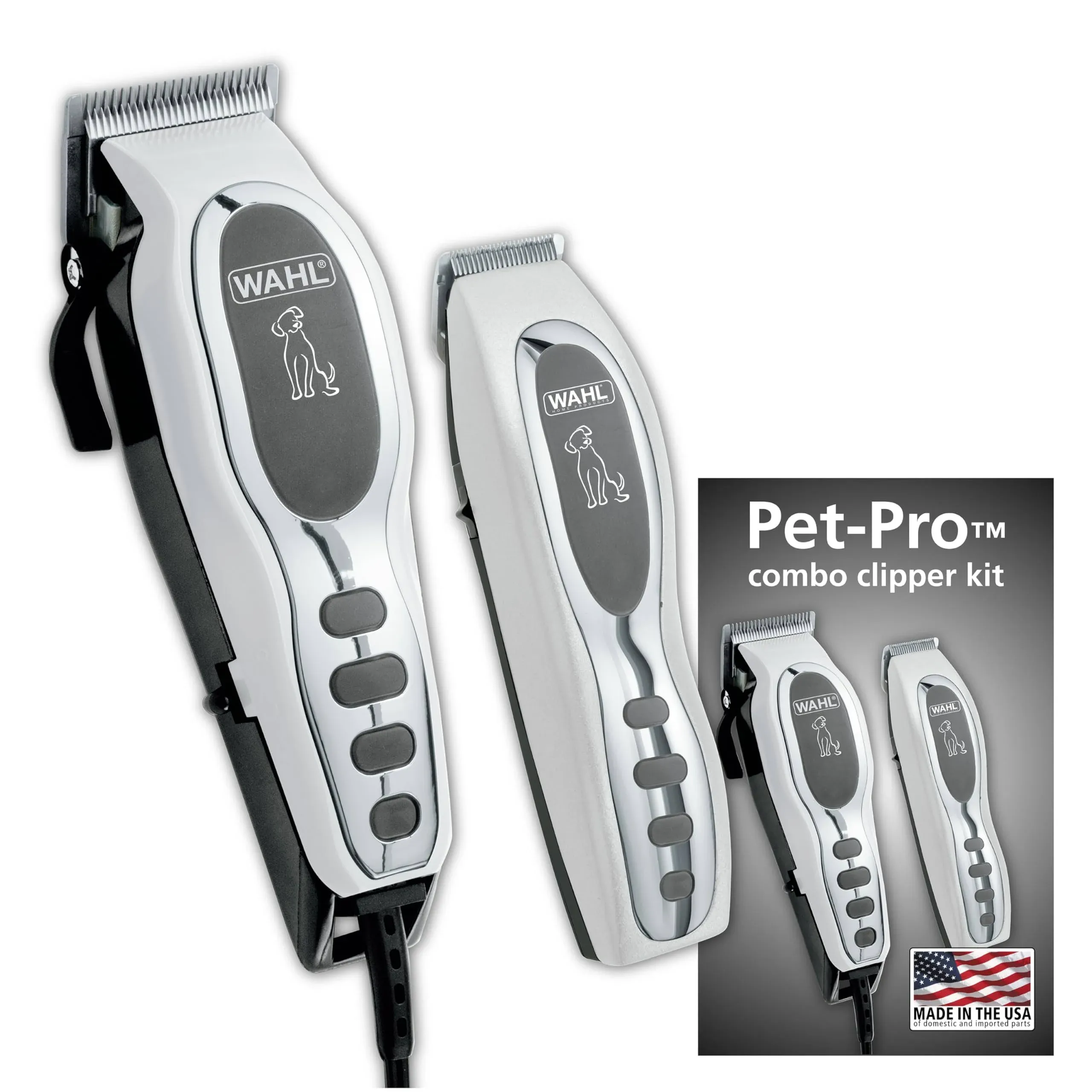 Wahl Pet-Pro Clipper &amp; Trimmer Pet Grooming Combo Kit for Dogs with Light to 