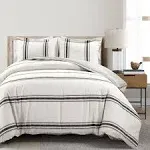 Lush Decor Farmhouse Stripe Duvet Cover Gray 3PC Set Full/Queen