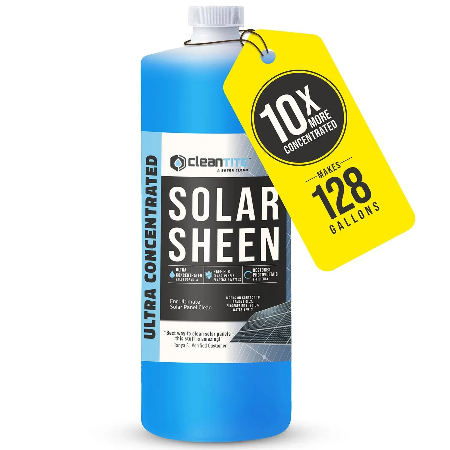 CLEANTITE Solar Panel Cleaner Solar Sheen Makes 128 Gallons Super Concentrated Glass Solar Panel Cleaning Remove Oils Fi