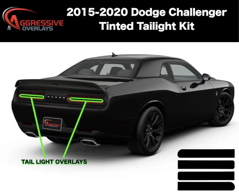 Aggessive Overlays - 2015 - 2020 Dodge Challenger Full Side Marker and Rear Tail Light Tint Kit - Vinyl Film Overlays Precut - Package Deal