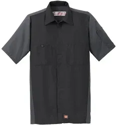 Red Kap SY20 Short Sleeve Ripstop Crew Shirt Black/ Red M