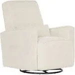 Modern Nursery Swivel Glider Recliner, Padded Seat, High Back, and Lumbar Pillow, Thunder