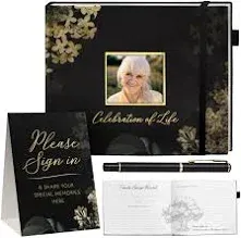 Elegant Black Funeral Guest Book