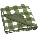 Parker Baby Muslin Blanket - 100% Soft Cotton Baby Quilt and Kids Reversible Blanket - Crib, Stroller, Tummy-Time Blanket - Unisex, Gender Neutral - Green Buffalo