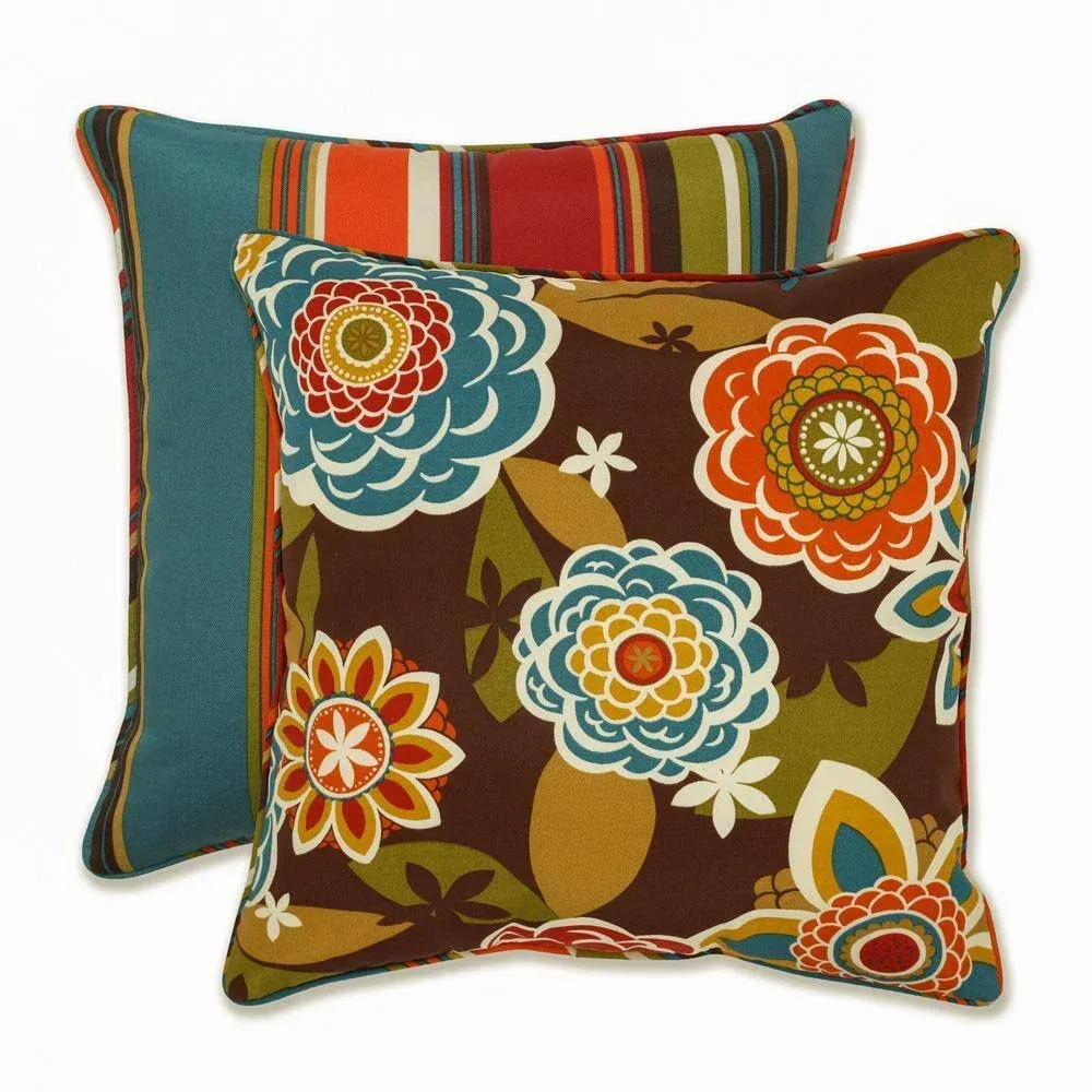  Indoor/Outdoor Annie Westport Reversible Corded Throw Pillows, 18.5&#034; x 18.5&#034;