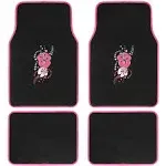 Brand New 4pcs Set Pink Hawaiian Flowers Front Rear Car Truck Carpet Floor Mats