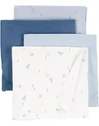 Carter's Baby Boys 4-Pack Receiving Blankets OSZ Blue