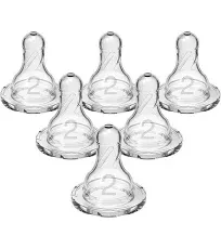 Dr. Brown's Narrow Baby Bottle Nipples - Level 2 - Medium Flow - 3 Months - 6pk