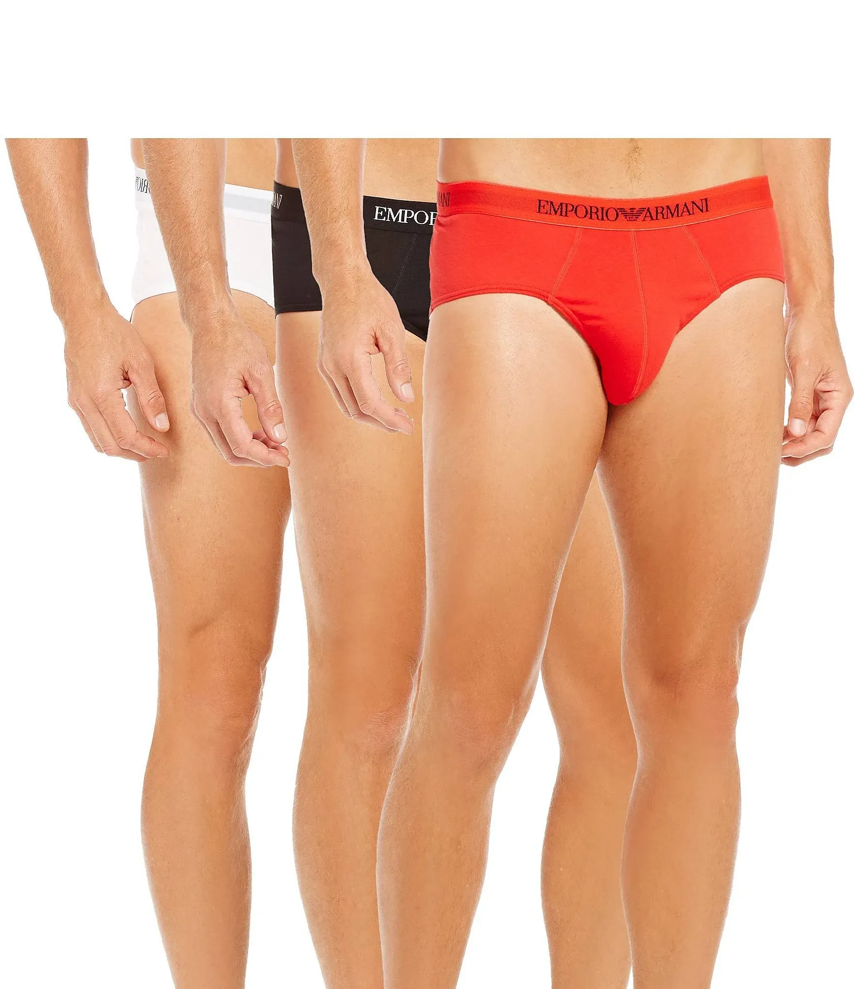 "Men's 3-pack Cotton Briefs In Red/white/black"