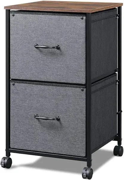 2 Drawer Mobile File Cabinet, Rolling Printer Stand, Fabric Filing Cabinet