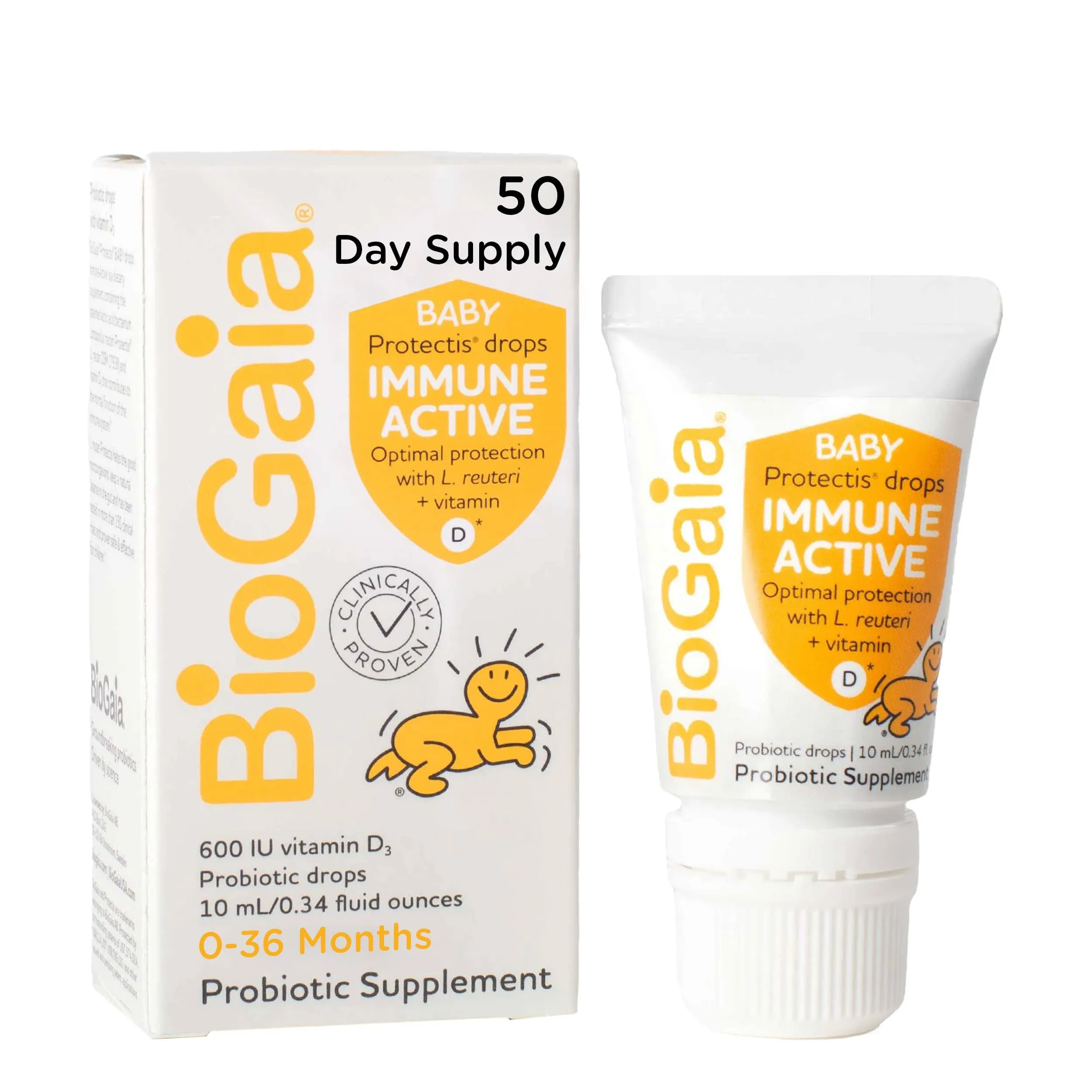 BioGaia Protectis Immune Active BABY Probiotic Drops | Clinically Proven Probiotic + Vitamin D | Promotes the Development of Healthy Immune & Digestive Systems in Babies & Infants | 50 day supply