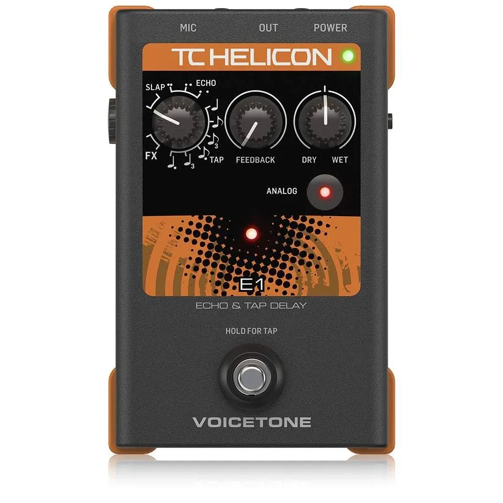 TC Helicon Voicetone E1 Echo &amp; Tap Delay With Adapter Vocal Effect #605095