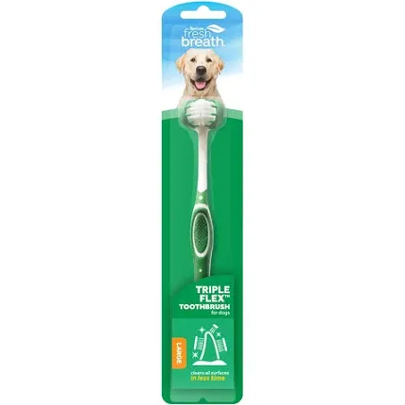 TropiClean Fresh Breath TripleFlex Toothbrush for Small & Medium Dogs | 360-Degree Dog Dental Cleaning | Dog Toothbrush for Small & Medium Breeds