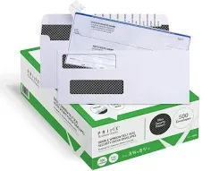 Prime Business Checks Double Window Security Tinted Envelopes for Business Checks, QuickBooks, Laser Checks, 24 lb, 3-5/8 x 8-11/16-Inches, 500 Envelopes (PB-91663-500)