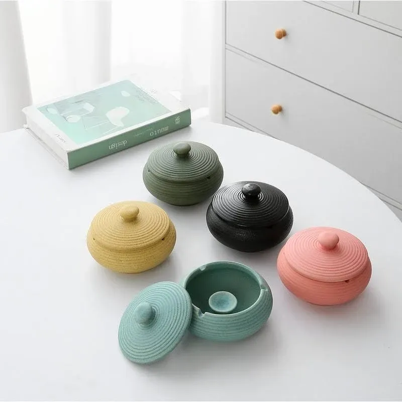 Ceramic Jar Decor Jar Holder Home Jar Decor with Lid for Home Office Decoration Anti-Skid Ceramic Taichi Black