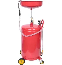 Aain 20 Gallon Portable Waste Oil Drain, Air Operated Industrial Fluid Drain Tank with Wheel, Adjustable Funnel Height, Red