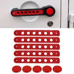 Sunluway Side Door Handle Insert Grab Handle & Push Button Knobs Cover Trim Fit for Jeep Wrangler JK JKU 2007-2018(Red)