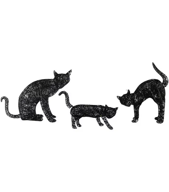 Northlight 27.5" LED Lighted Black Cat Family Outdoor Halloween Decorations (Set of 3)