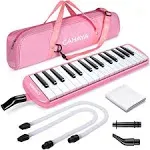 CAHAYA Melodica 32 Keys Double Tubes Mouthpiece Air Piano Keyboard Musical Instrument with Carrying Bag 32 Keys, Pink, CY0050-3