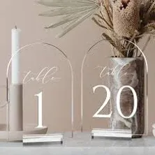 JINMURY Arch Table Numbers for Wedding 5x7 Inch Arched Acrylic Table Numbers Acrylic Stands