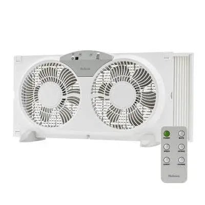 Holmes 9 inch Twin-Blade Digital Window Fan, Reversible Airflow, 3 Speeds, Remote Control, White