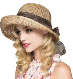 Cyiecw Women Floppy Sun Hats Fashionable Summer Wide Brim Cap BeachStraw Hat UV UPF50 Travel Packable Cotton