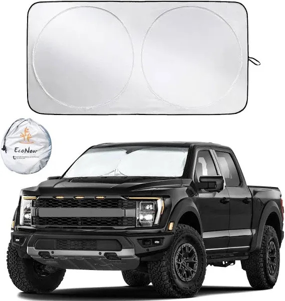 EcoNour Truck Sun Shade for Windshield | Front X-Large, Black/Silver 