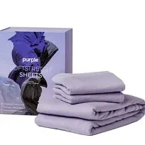 Purple Deep Pocket Softstretch Sheets, Twin/TwinXL, Purple Mattress Sheets, Moisture-Wicking, True White