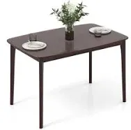 "Costway 48"" Wooden Dining Table Rectangular Farmhouse Kitchen with Solid Rubber Wood Legs Cherry