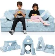 Lunix LX15 14pcs Modular Kids Play Couch, Child Sectional Sofa, Fortplay Bedroom and Playroom Furniture for Toddlers, Convertible Foam and Floor