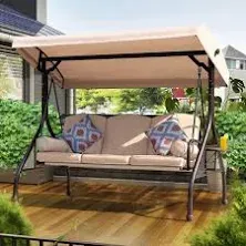 NOBLEMOOD 3-Seat Patio Porch Swing with Adjustable Canopy