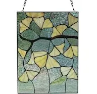 River of Goods 17.5"H Ginkgo Leaf Stained Glass Window Panel