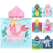 NovForth Kids Beach Towel for Boys Girls, Hooded Bath Towel Wrap, Toddler Pool Towel with Hood