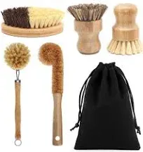 Vankcp 5 Pack Natural Bamboo Cleaning Brush Set