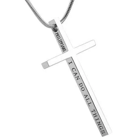 HZMAN Philippians 4:13 Strength Bible Verse Cross Pendant Necklace