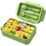 Jelife Bento Box Kids Lunch Box - Large Bento-Style Leakproof with 4 Compartments Food Storage Container with Tableware for K