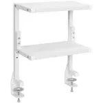 Vivo White Clamp-On 13" Above or Below Desk 2-Tier Shelving Unit, Desk Organization for Accessories (STAND-SHELF2CW)