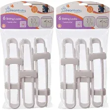 Dreambaby - Cabinet Sliding Locks, 6 per Pack, 2 Packs